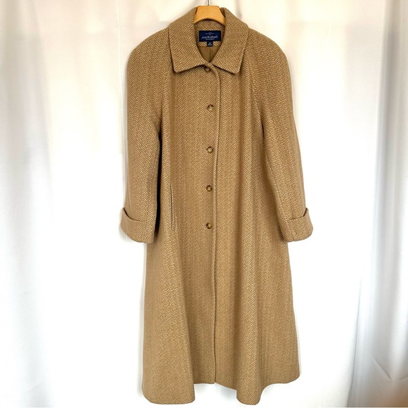 VTG MACKINGTOSH NEW ENGLAND HERRINGBONE WOOL BLEND FULL LENGTH SWING COAT. Sz18W - Picture 13 of 13